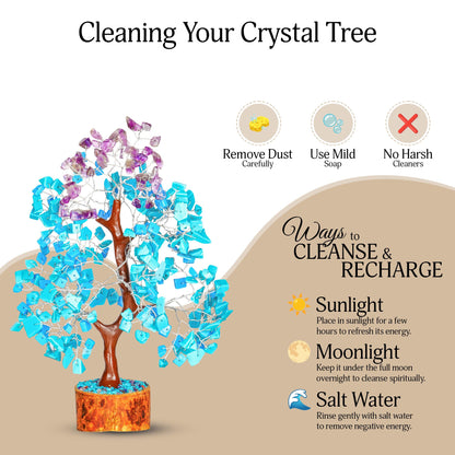 YATSKIA Turquoise and Amethyst Crystal Tree of Life - Gemstones and Crystals - Crystal Decor - Good Luck Gifts