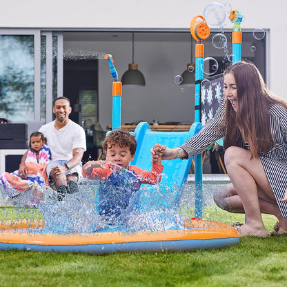 Plum Play Kids Splash Pad Station Water Slide Play Equipment - Outdoor Toddler Water Toys, Sprinkler Pool for Kids, Fun Backyard Water Park with Bubble Blower, Water Reveal Coloring Wall Ages 3 Years+