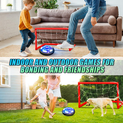 2 Pack Hover Soccer Ball Set with 2 Goals - Rechargeable LED Air Power Football, Indoor/Outdoor Floating Hover Ball Toy, USB Charging Soccer Gifts for Boys & Girls Ages 3-12, Birthday/Holiday Presents