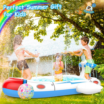 Kiddie Pool for Toddlers, Splash Pad for Kids Ages 4-8, 68" Inflatable 3-in-1 Swimming Pool for Kids, Backyard and Outside Sprinkler Play Mat Wading Pool for 3 4 5 6 Year Old
