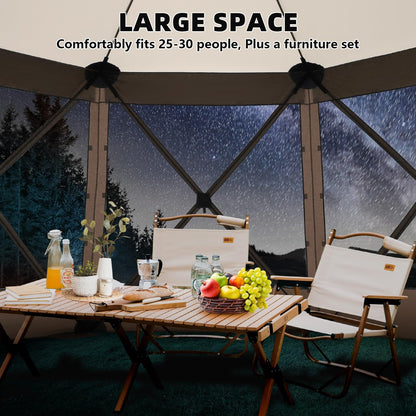 COBIZI 15x15FT Pop Up Gazebo Screen Tent Screen House for Camping, Screen Room with Mosquito Netting, Hub Tent Instant Screened Canopy with Carrying Bag and Ground Stakes, Khaki