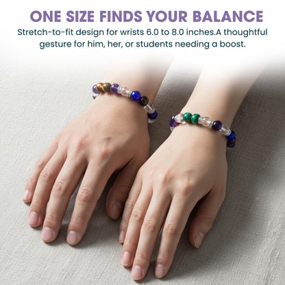 Healing Crystal Bracelet for Women, 8mm Polished Bead Stretch Bracelets with Sterling Silver Spacers, Handcrafted Wristwear Healing Chakra Bracelet Gifts for Daily Grounding, 7 Affirmation Cards Included