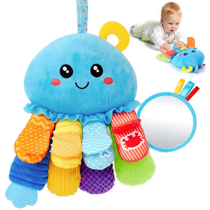 hahaland Baby Sensory Toys 6 Months - Soft Tummy Time Teething Toy and Fruits Vegetables Garden Plant Plush for Babies Gifts