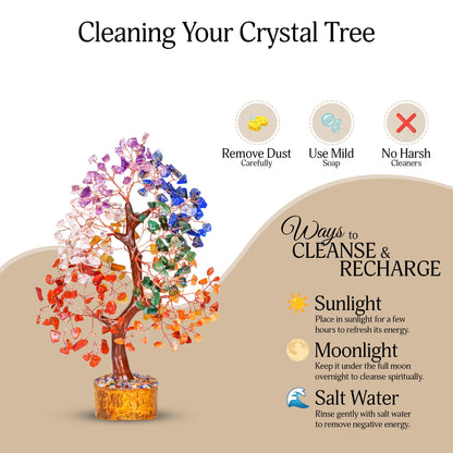 YATSKIA Seven Chakra Crystal Tree, Gemstone Tree of Life, Birthday Gifts for Women, Home Office Decor, Feng Shui Decor, Crystal Gifts