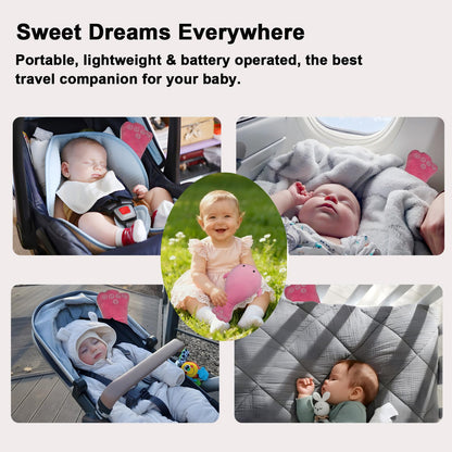 Baby Vibrating Sleep Soother, Portable White Noise Machine for Baby Adult, 3 Adjustable Vibration Modes, 26 Soothing Sounds, Timer Setting, Powerful Battery, for Home & Travel, Cribs & Strollers
