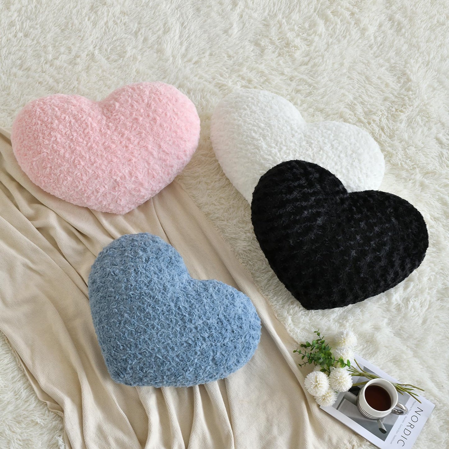 ZCNYCLAM Heart Pillow, Soft Heart Shaped Pillow with Room Decorative Throw Pillows for Bed Couch Chair Sofa, Heart Shaped Cute Throw Pillow Cushion for Bedroom Living Room (Black, Mini 12.9" x 9.8")
