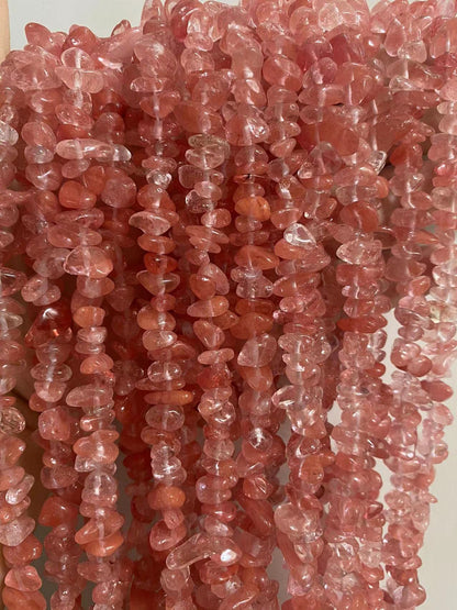 PLTbeads 7-8mm Natural Cherry Quartz Gemstone Chips Beads Healing Crystals Waist Bracelets Necklace Kit Irregular Stone DIY Crafts Design Jewelry Making