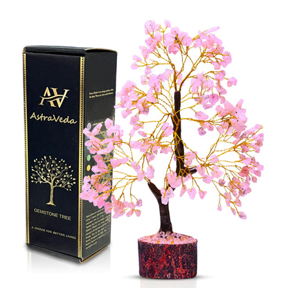 AstraVeda Rose Quartz Crystal Tree of Life - Chakra Feng Shui Tree with Positive Energy - Meditation Gift - 300 Beads