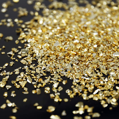 Irregular Crushed Glass Chips Sprinkles, 100g Metallic Chunky Glitter Stones for Nail Art, Resin Mold Filler, DIY Crafts, Vase Filler, Jewelry Making (Gold)
