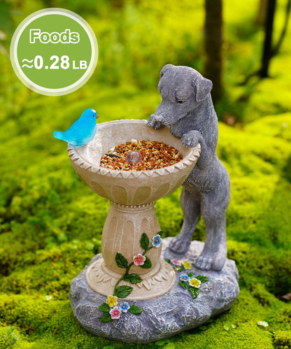 Nacome Solar Dog Garden Statues: Weatherproof Resin Decor with Automatic Lighting - Outdoor Yard Lawn Patio Balcony Art - Gifts for Mom Grandma Women Bird Lovers