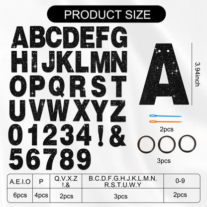 BEISHIDA 116 PCS A-Z DIY Letter Banner Kit Make Your Own Banner Including 111 Letters and Numbers 3 Rope and 2 Threading Device,Customized for Birthday Graduation Wedding Decor Black