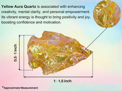 Amazing Gemstone Yellow Aura Quartz Arrowhead, Crystal and Healing Stone Flint Rock Arrow Head - 1 to 1.5 Arrowheads for DIY Project Craft Point Jewelry Making