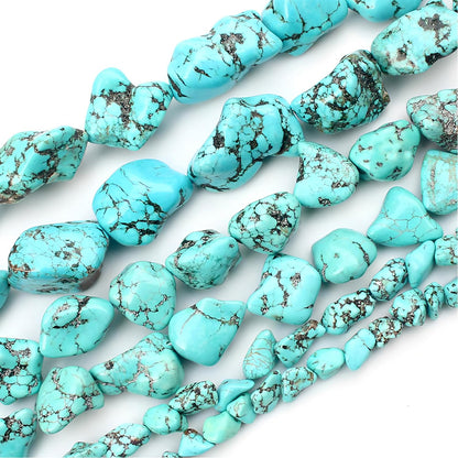 HAAMIIQII 10-15mm Freeform Irregular Blue Turquoise Beads Loose Gemstone Beads for Jewelry Making Strand 15 Inch (22-30pcs)