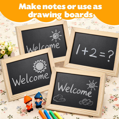 Miraclekoo 2 Pack Mini Chalkborad Signs Small Chalk Boards with Unfinished Wood Frame,4 x 6 Inch