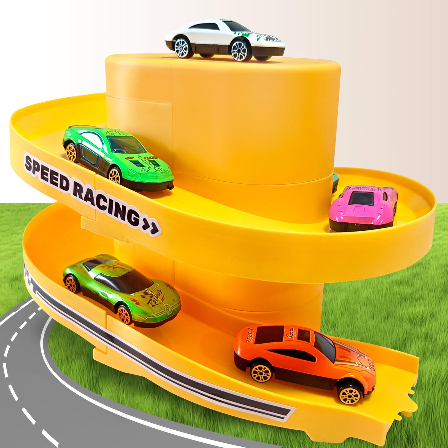 Toy Car Track Storage Playset - Car Toys Race Set Including 12 Diecast Cars, PlayMat, Race Tracks, Car Ramp, Kids Birthday Gift Toys for 2 3 4 5 Year Old Boys 1-3 2-4 Toddlers