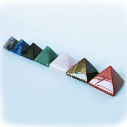 Set of 7 Crystal Pyramids of Natural Chakra Healing Stones, 1.5 inch