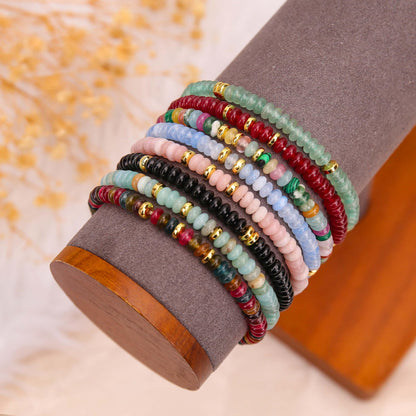 BONNY BOXX Natural 2 * 4mm Amazonite Rondelle Beads Bracelet for Unisex, Handcrafted Genuine Crystal Healing Gemstone Beaded Stretch Bracelet for Simple Jewelry Fashion Gifts