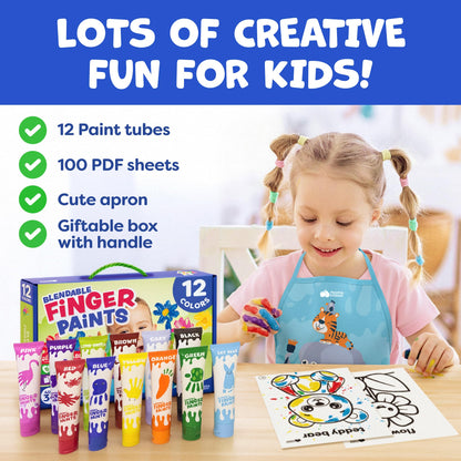 Finger Paint for Toddlers 1-3+, Washable Paint for Kids - Toddler Finger Painting - Non Toxic Baby Safe Toddler Art Supplies for Hand and Feet - Preschool Learning Activities Gifts for Kids Ages 2-4