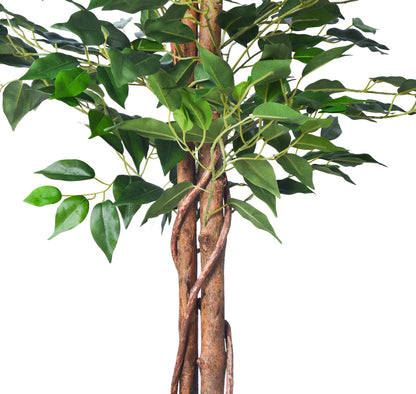 HAIHONG Artificial Ficus Tree 4FT Faux Silk Plants with Sturdy Plastic Nursery Pot,Fake Ficus Trees for Home Office Farmhouse Indoor Outdoor Decor Perfect Housewarming Gift (4FT-1Pack)