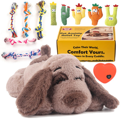 BEVERLYSHARK Heartbeat Puppy Toy Dog Anxiety Relief Calming Aid Heartbeat Stuffed Animal Behavioral Training and Sleep Aid Comfort Dog Toy Crate Training Heartbeat Dog Toy for Small Medium Large Dogs