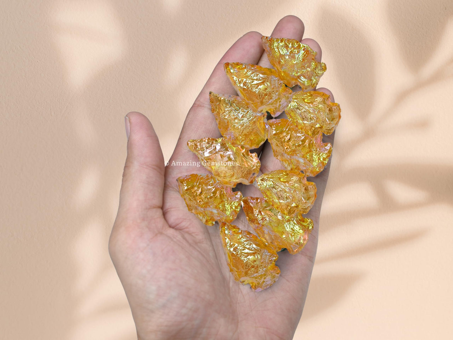 Amazing Gemstone Yellow Aura Quartz Arrowhead, Crystal and Healing Stone Flint Rock Arrow Head - 1 to 1.5 Arrowheads for DIY Project Craft Point Jewelry Making