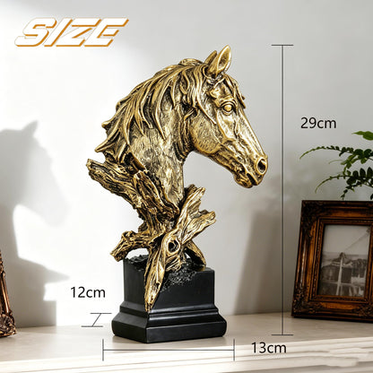 Retro Animal Gold Horses Standing 11.42“ Resin Home Statue for Living Room Decor Animal Ornament Sculpture Art Figurine Decorative - Bronze