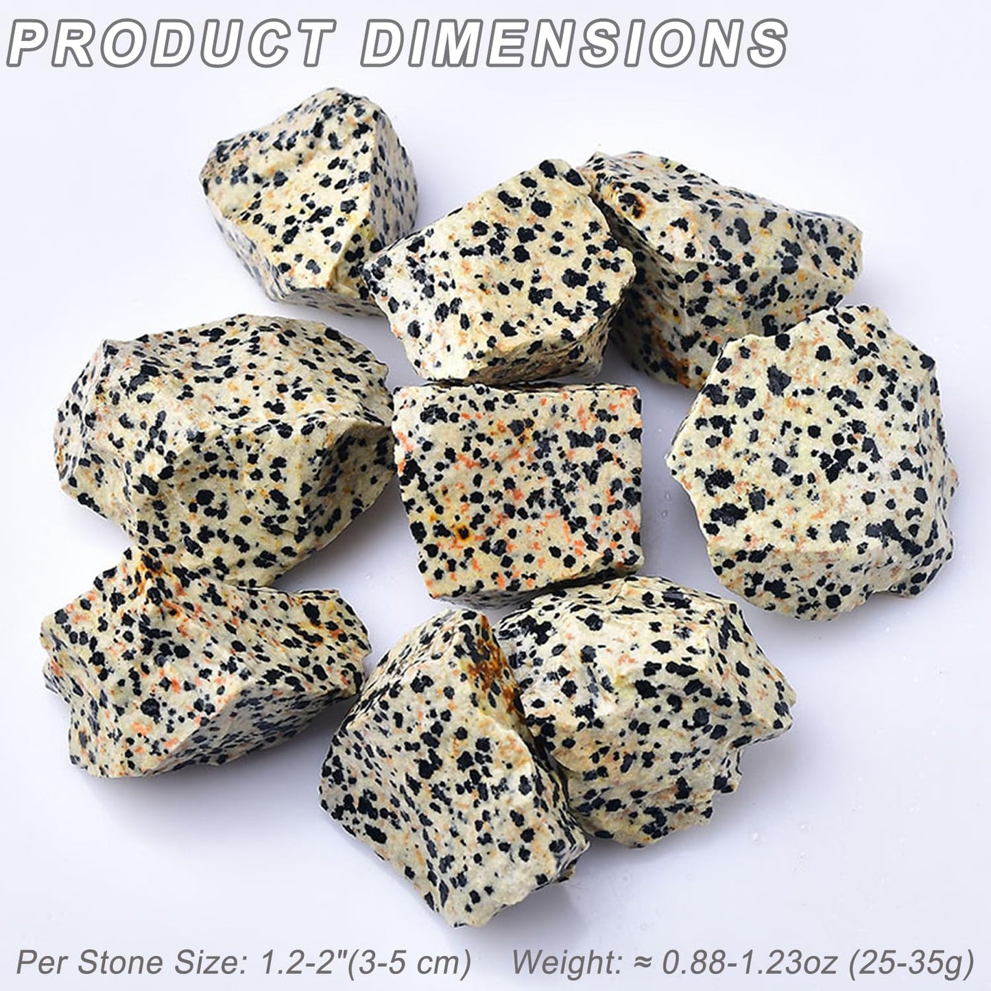 Erliway 1.25-2" Dalmatian Jasper Raw Crystals, Natural Rough Dalmatian Jasper Stones, Healing Raw Stones for Fountain Rocks, Home Decor Meditation Energy Balancing Wire Wrapping Wicca & Reiki