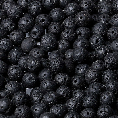 LAIDANLA Black Lava Beads 8mm Natural Stone Beads Round Loose Gemstone Stone Beads for DIY Bracelet Necklace Earrings Jewelry Making Polishing Genuine Real Beading Crystal 96PCS 2 Strand 32"