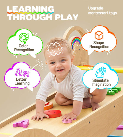 Philnas Pikler Triangle Set, 9-in-1 Montessori Climbing Toy for Toddlers, Foldable Wooden Indoor Jungle Gym & Playground Climber for Learning and Motor Skills (18 Months–7 Years)