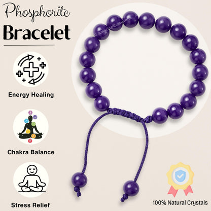 Amazing Gemstone Phosphodorite Bracelet for Women Men's Gifts - Protection Healing Crystal Bracelet - 8mm Beaded Adjustable Bracelet Pulseras Para Hombres Mujer Stocking Stuffers