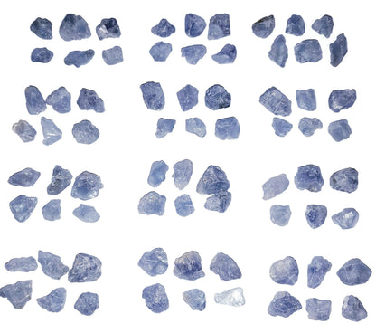 6pc Set Raw Celestite Celestine Small Rough Naturally Semi-Faceted & Semi-Translucent Healing Crystal Gemstone Specimen From Madagascar for Wire Wrapping, Meditation, & Metaphysical Uses