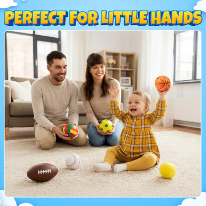 KiddieLoot Sports Balls for Toddlers 1-3, 6 Piece Soft Sports Balls with Soccer, Basketball, Football, Baseball, Tennis & Volleyball - Toddler Boys & Girls Ball Toy Gift