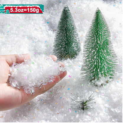 ZeanSciulpt 5.3 Ounce Fake Snow Decor, Glittery Artificial Snow Decorations, Suitable for Craft Making, Holiday Decoration, Christmas Party