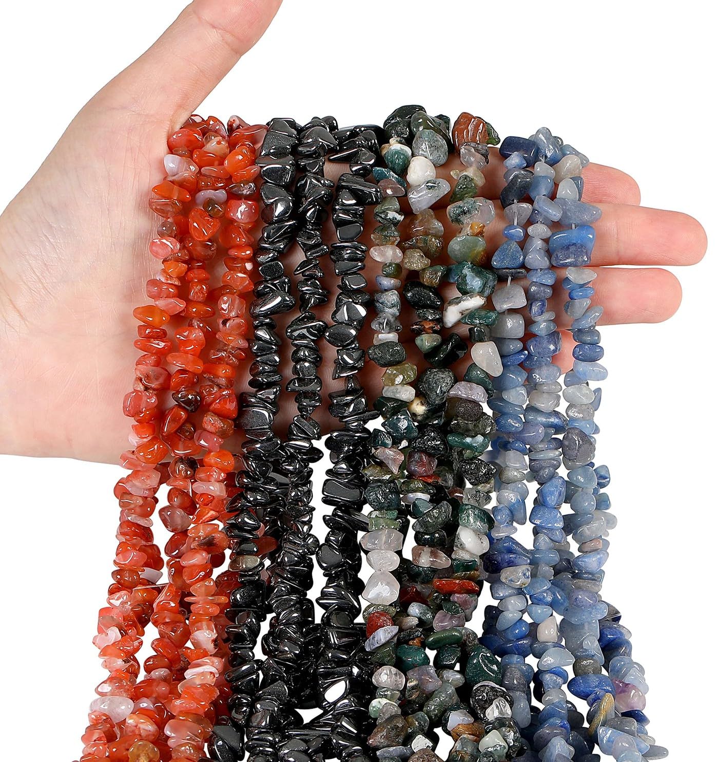 LAIDANLA Blue Aventurine 400pcs Natural Chip Stone Beads 5-8mm Healing Crystal Irregular Gemstones Drilled DIY Loose Rocks Bead Crystal for Bracelet Earrings Necklace Jewelry Making Crafting
