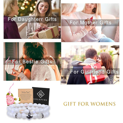 GDLKPYHS Healing Bracelets for Women - Moonstone Bracelet - Healing Prayers Crystal Bracelet, 8mm Natural Stone Stress Relief Yoga Beads Get Well Soon Gifts
