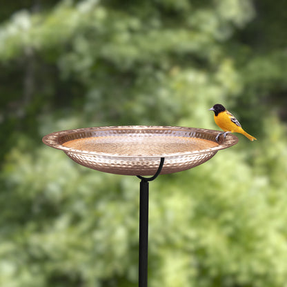 Good Directions BBG18 Copper Bird Bath, Includes Garden Pole, 18” Diameter Basin, Polished Copper