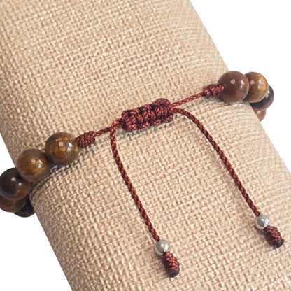 Sabeli Handmade Tiger's Eye Natural Stone Bracelet 8mm Gemstone Focus and Balance Crystal Beaded Adjustable Men and Women Gift