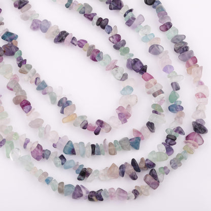 200pcs Natural Irregular Chip Stone Beads 5-8mm Fluorite Pre-Drilled 30-inch Strand Semi-Precious Healing Crystal Beads for DIY Jewelry Making Bracelet Chakra Crafts