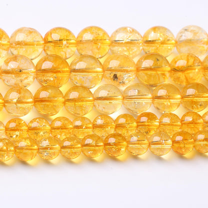 Natural Yellow Crystal Stone Beads for Jewelry Making DIY Bracelet Necklace Jewelry Making 1 Strand 15.5inch 35PCS 10MM