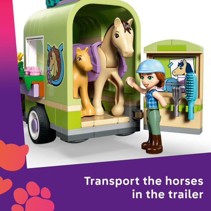 LEGO Friends Horse & Baby Foal Trailer Building Toy for Girls & Boys - Pretend Play Set for Kids, Ages 7+ - W/Autumn & Matilde Minidolls, Toy Animals, & Accessories - Gift Idea for Birthdays - 42695