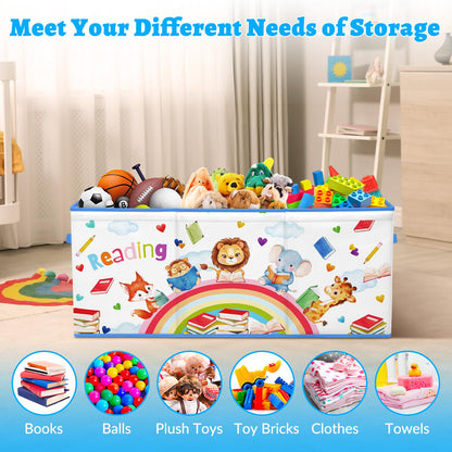 decalsweet Kids Toy Box Storage Chest Collapsible Storage Bin with Lids Handles for Boys Girls Toddler, Large Kids Toy Organizer Box for Kidsroom Bedroom Playroom Nursery,37.7"x12.5"x15.7"