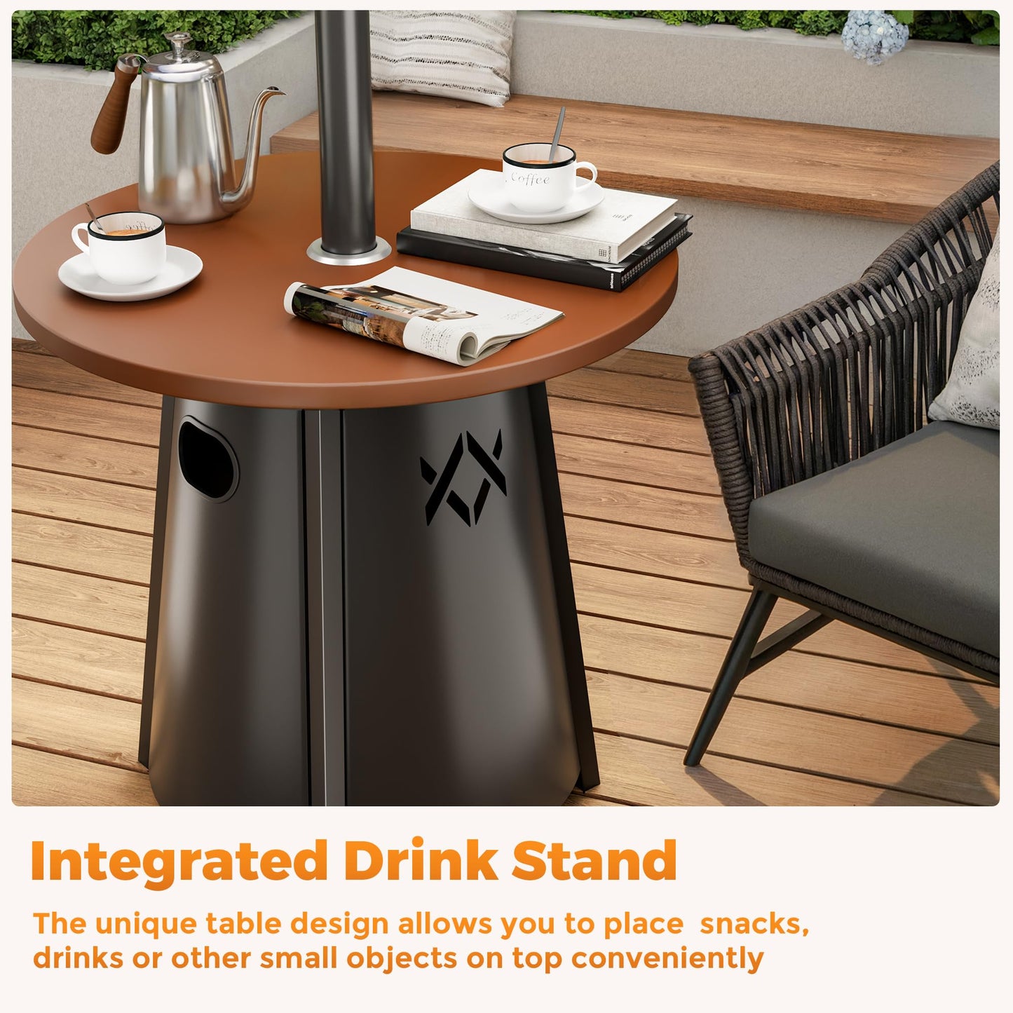 Pamapic 50,000 BTU Outdoor Heaters for Patio with Round Table Design, Premium 304 Stainless Steel Burner, Triple Protection System Propane Patio Heater for Porch Garden, Residential & Commercial Use