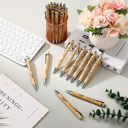 Watersay 30 Pcs Inspirational Bamboo Ballpoint Pens Positive Gifts Bulk Flower Thank You Pens Employee Appreciation Gifts for Coworkers Student Teacher Office