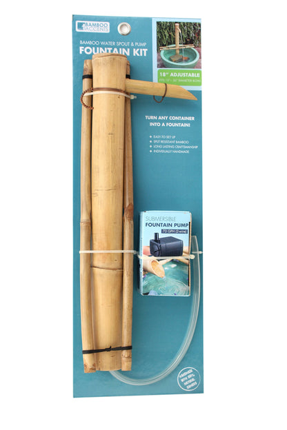18” Bamboo Fountain Kit – Adjustable Branch Arm Spout with Quiet Pump for Indoor/Outdoor Bowl Fountains – Container Not Included | Natural Bamboo Water Feature for Zen Garden, Patio & Home Décor