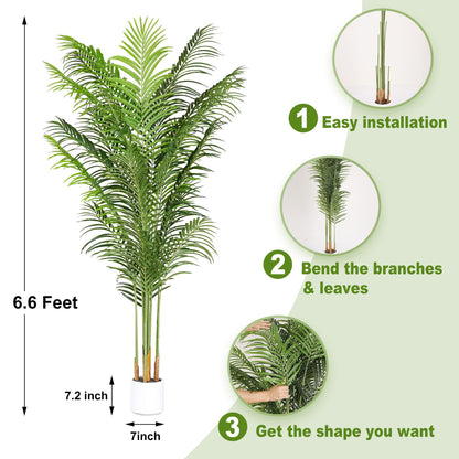 ProDeco Faux Palm Tree 6.6Ft Tall Artificial Plants Indoor Silk Green Floor Big Large Fake Potted Plant Artificial Decor for Home Office Living Room Outdoor