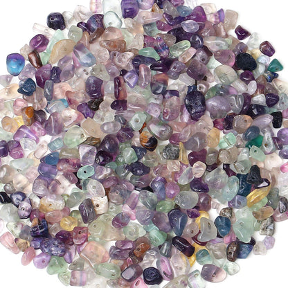 XIANNVXI Fluorite Beads, Natural Chip Stone Beads 400Pcs Crystal Beads 5-8mm Irregular Loose Rocks for DIY Jewelry Making