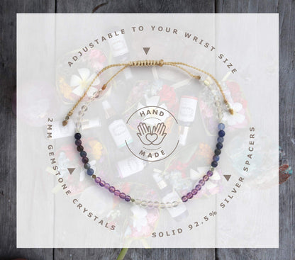 BALIPURA - Let Go Aura Bracelet for Women - 2mm SMALL (TINY) BEADS Healing Crystal, Natural Gemstones, Clear Quartz - 925 Solid Silver Beads - Essential Women Real Stone - (Let Go)…