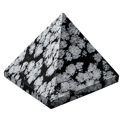 Amazing Gemstone Snowflake Obsidian Pyramid Crystal Healing Stones - 1.5" Great Pyramid Figurine of Natural Stone Pyramid for Meditation, Reiki, Chakra Balancing and Crystal Pyramids Grid