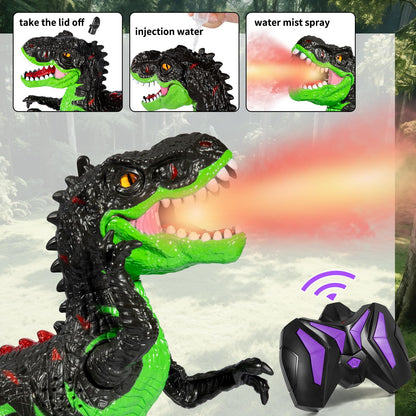 Remote Control Dinosaur Toy for Boys Kids 3-5 5-7 Years, RC Walking T-Rex Dino Robot Toy with Water Mist Spray, Lights and Sounds, Rechargeable Battery, 3 4 5 6 7 8 Years Old Boy Girl Birthday Gift