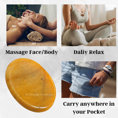 Amazing Gemstone Yellow Jasper Worry Stone Crystals and Healing Stones - Worry Stones for Stress Relief Gifts - Piedra Crystal Fidget for Meditation - Unique Stocking Stuffers and Birthday Gifts